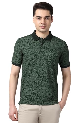 Peter England Men's Cotton Abstract Floral Print Polo Shirt - Image 2