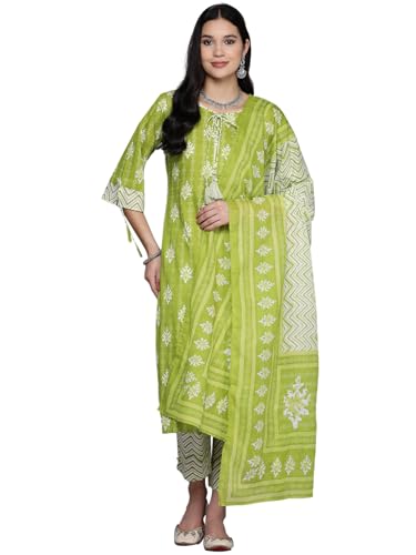 Libas Womens Printed Cotton Straight Kurta With Trousers and Dupatta - Authentic Libas Clothing | UrbanThreads - Image 2