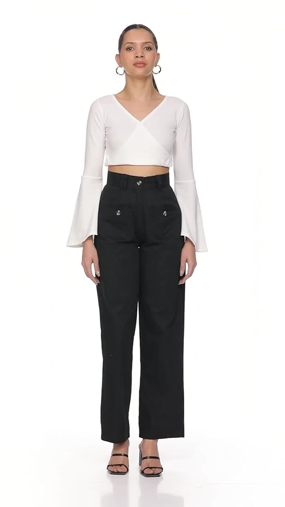 Leriya Fashion Trousers for Women – High Waist Korean Style Pants | Flared Formal Office Wear & Casu - Authentic Leriya Clothing | UrbanThreads - Image 3