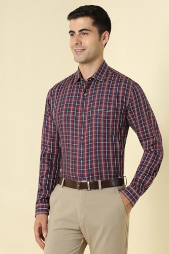 Allen Solly Men Cotton Classic Fit Small Checks Casual Shirt - Image 3