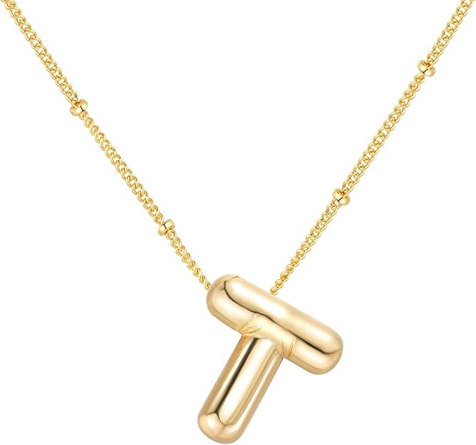 Shining Diva A-Z Letter Bubble Necklace 18K Gold Plated - Image 2