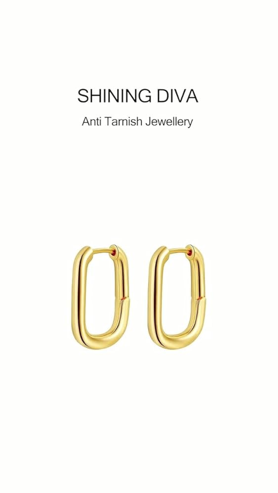 Shining Diva 14k Gold Plated Simple Plain Lin Jewellery - Image 3