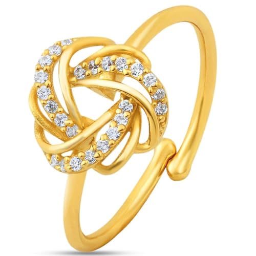 ZAVYA 925 Sterling Silver Modern Ring | Gold Plated Heartfelt Cubic Zirconia Gift Ideas-Women Ring | - Authentic ZAVYA Accessories | UrbanThreads - Image 2