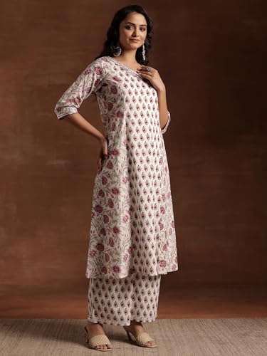 Libas Womens Printed Cotton A-Line Kurta With Palazzos - Authentic Libas Clothing | UrbanThreads - Image 4