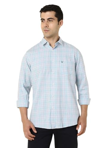 Allen Solly Men Cotton Slim Fit Small Checks Casual Shirt - Image 2