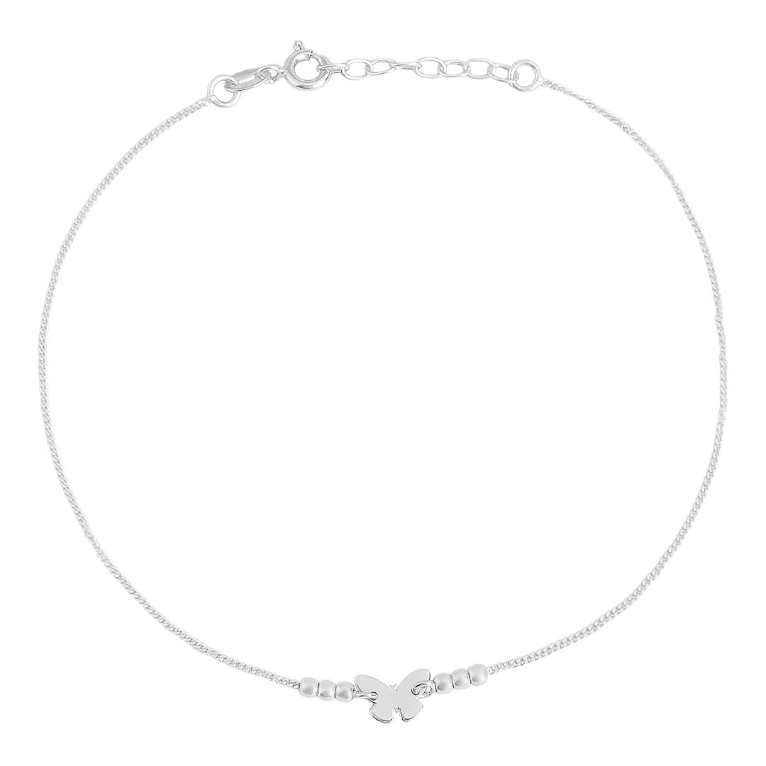 ZAVYA 925 Sterling Silver Designer Sleek Butterfly Chain Rhodium Plated Anklet (Single) | Gift for W - Authentic ZAVYA Fashion | UrbanThreads