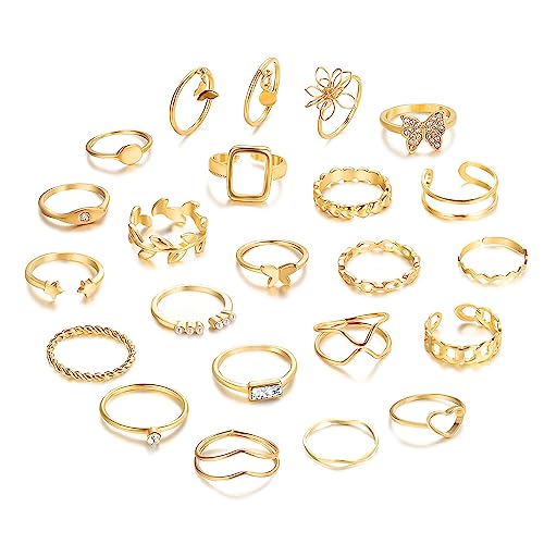 Shining Diva 48PCS Vintage Butterfly Heart Snake Rings Set - Image 2