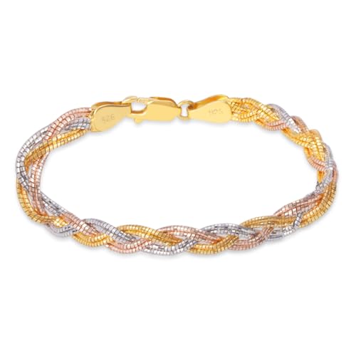 ZAVYA 925 Sterling Silver Triple Tone Chain Bracelet - Image 2