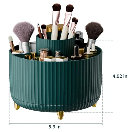 JIALTO 360° Rotating Green Makeup Brush Holder - Image 3
