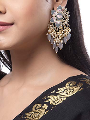 Shining Diva Pearl Drops Gold Plated Earrings for Women - Image 5