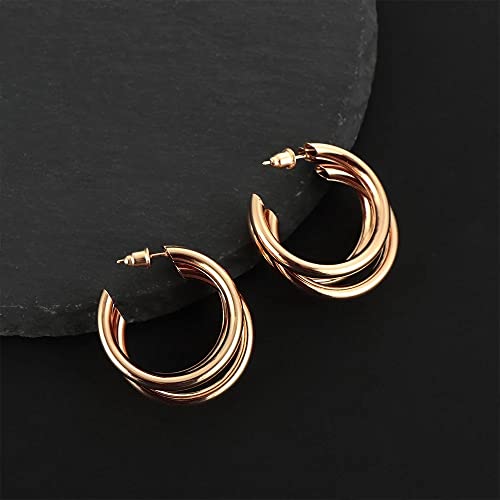 Shining Diva Triple Hoop Earrings for Women and Girls - Image 4