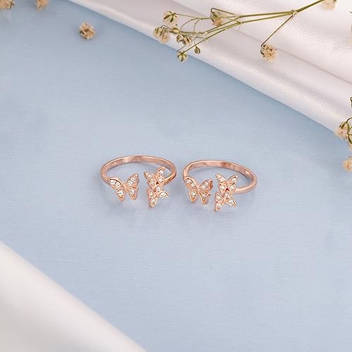 ZAVYA 925 Sterling Silver Rosegold Plated Toe Ring for Women - Image 4