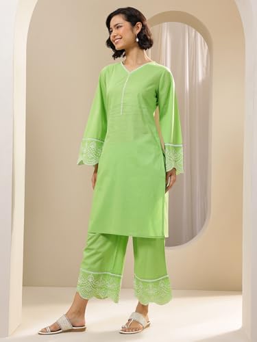 Libas Womens Solid Cotton Straight Kurta With Palazzos and Dupatta - Authentic Libas Clothing | UrbanThreads - Image 3