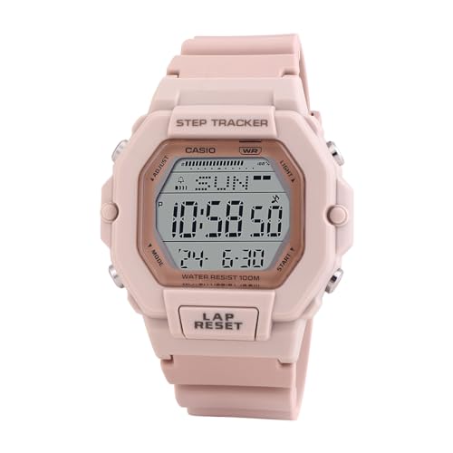 Casio Pink Digital Watch Beige Band Step Tracking - Image 2