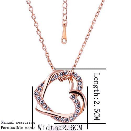 Shining Diva Hearts-in-Love 18K Rose Gold Crystal Necklace - Image 5