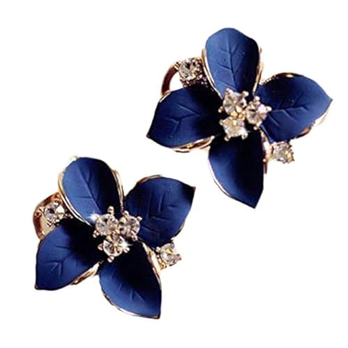 Shining Diva Enamel Blue Flower Stud Earrings for Women - Image 2