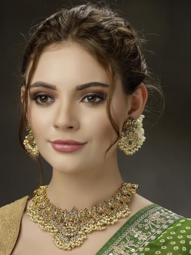 Shining Diva Pearl Choker Traditional Jewellery Set for Women - Image 5