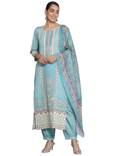 Libas Womens Printed Crepe Straight Kurta With Salwar and Dupatta - Authentic Libas Clothing | UrbanThreads - Image 2