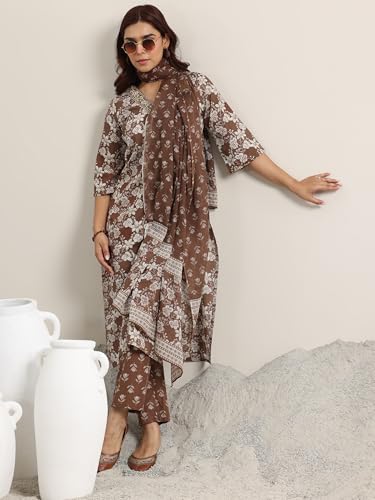 Libas Women's Cotton Kurta Set (400351R_Brown - Authentic Libas Clothing | UrbanThreads - Image 4