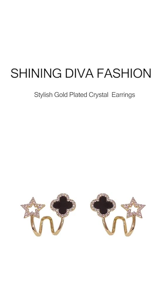 Shining Diva Gold Plated Crystal Stud Earrings for Women - Image 3