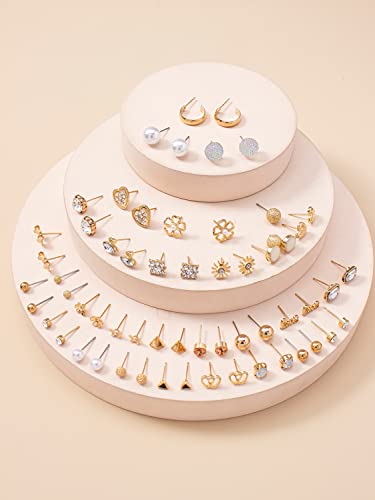 Shining Diva 30 Pairs Earrings Combo Set Crystal Pearl Women - Image 5