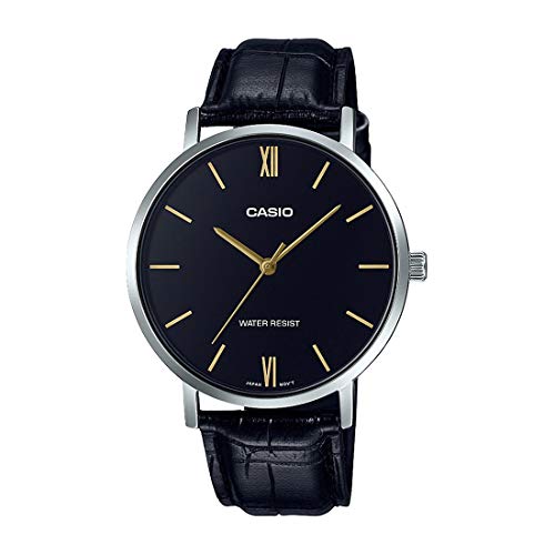 Casio Minimalist Black Leather Watch - Image 2