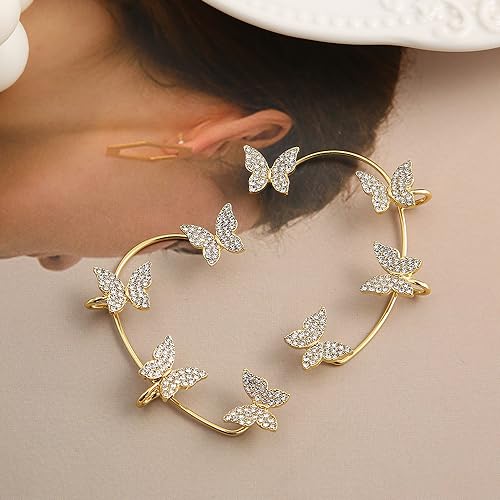 Shining Diva Zircon Butterfly No Piercing Ear Cuff Earrings - Image 5
