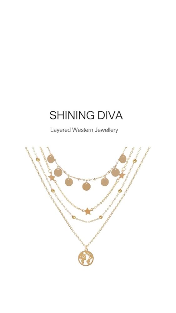 UrbanThreads Golden Layered Cubic Zirconia Necklace - Image 3