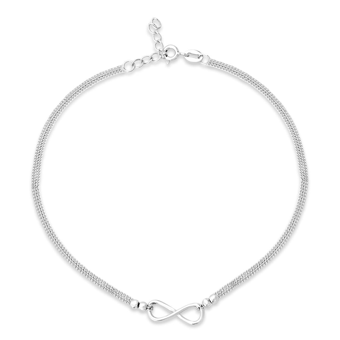 ZAVYA 925 Sterling Silver Layered Infinity Anklet Adjustable
