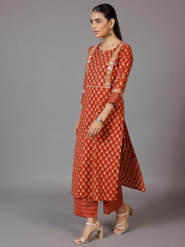 Libas Womens Printed Cotton Straight Kurta With Palazzos and Dupatta - Authentic Libas Clothing | UrbanThreads - Image 4