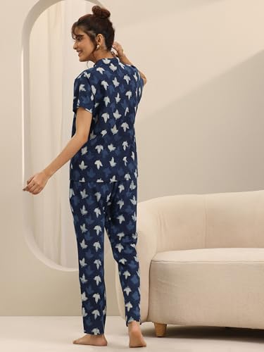 Libas Blue Printed Cotton Night Suit - Women's Sleepwear | UrbanThreads - Image 4