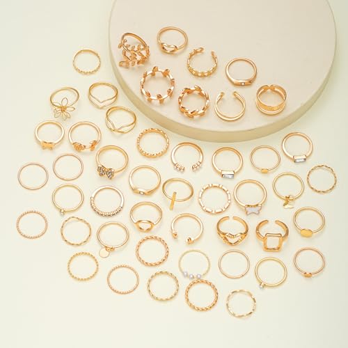 Shining Diva Set of 48 Gold Plated Rings for Women and Girls - Image 5