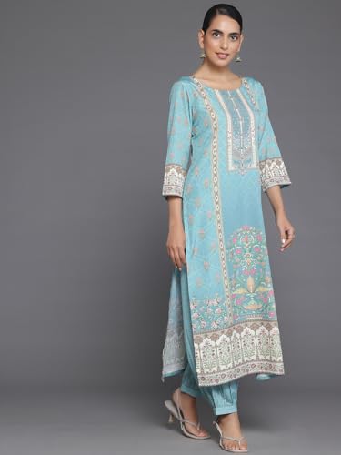 Libas Womens Printed Crepe Straight Kurta With Salwar and Dupatta - Authentic Libas Clothing | UrbanThreads - Image 4