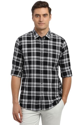 Peter England Mens Cotton Slim Fit Checkered Shirt - Image 2