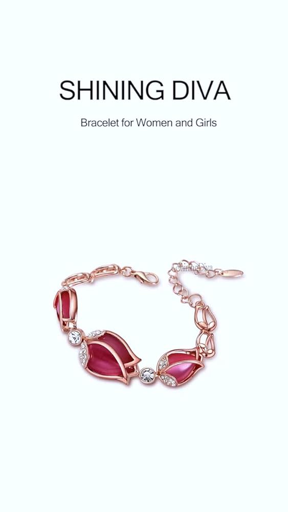 Shining Diva Rose Gold Austrian Crystal Bracelet for Women - Image 3