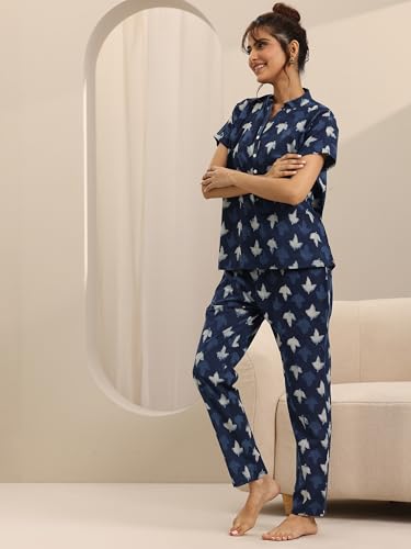 Libas Blue Printed Cotton Night Suit - Women's Sleepwear | UrbanThreads - Image 3