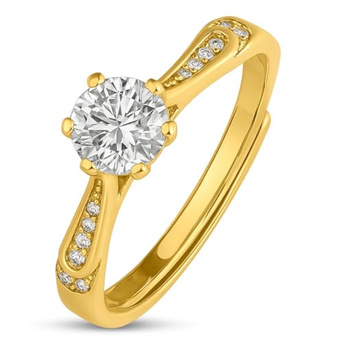 ZAVYA 925 Sterling Silver Solitaire Ring Gold Plated Women - Image 2