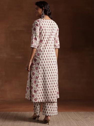 Libas Womens Printed Cotton A-Line Kurta With Palazzos - Authentic Libas Clothing | UrbanThreads - Image 5