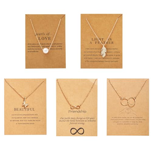 Shining Diva 5 Pcs Infinity Butterfly Pearl Necklace Set - Image 2