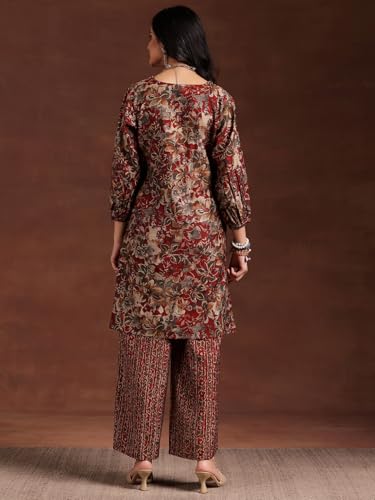 Libas Womens Printed Silk Blend Straight Kurta With Palazzos - Authentic Libas Clothing | UrbanThreads - Image 5