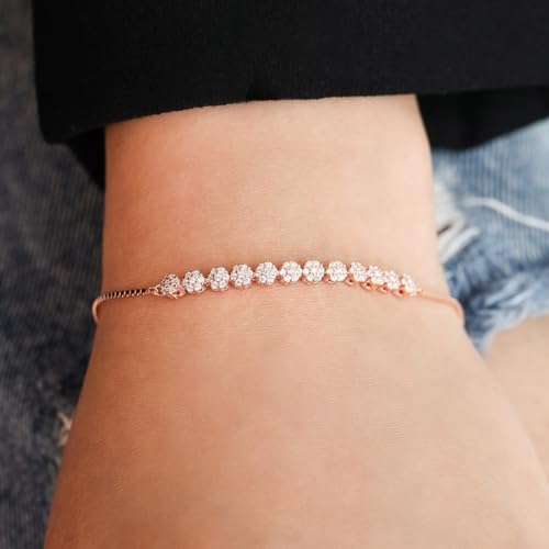 ZAVYA 925 Sterling Silver Designer Beaded Cubic Zirconia CZ Rose Gold Plated Adjustable Chain Bracel - Authentic ZAVYA Fashion | UrbanThreads - Image 5