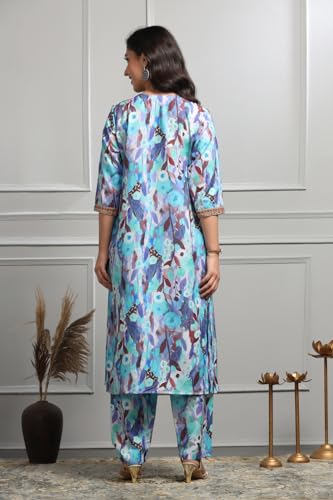 Leriya Fashion Women's Semi Cotton Regular Kurta Set (LF-K2738&P160_Blue_XL) - Authentic Leriya Clothing | UrbanThreads - Image 5