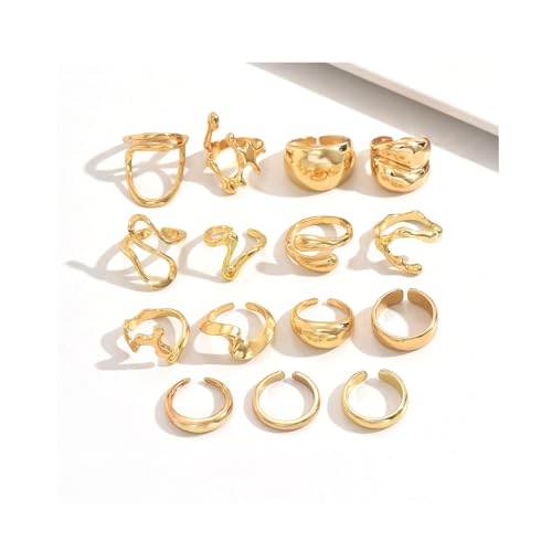 Shining Diva Set of 15 Gold Plated Rings for Women and Girls - Image 2