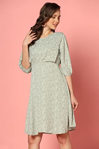 Leriya Fashion Dresses for Women | Fancy Rayon Zig Zag Printed Faux Wrap Western Dress | Fit & Flare - Authentic Leriya Clothing | UrbanThreads - Image 5