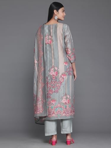 Libas Womens Printed Silk Blend Pakistani Kurta With Trousers and Dupatta - Authentic Libas Clothing | UrbanThreads - Image 4