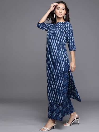 Libas Womens Printed Cotton Straight Kurta With Palazzos and Dupatta - Authentic Libas Clothing | UrbanThreads - Image 4