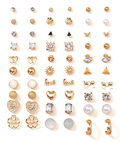 Shining Diva 30 Pairs Earrings Combo Set Crystal Pearl Women - Image 2