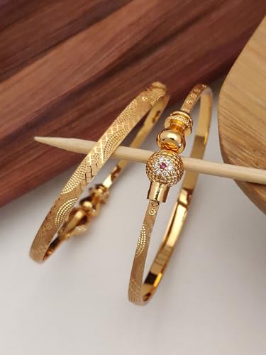 Shining Diva Set of 2 18k Gold Plated Adjustable Bracelets - Image 4