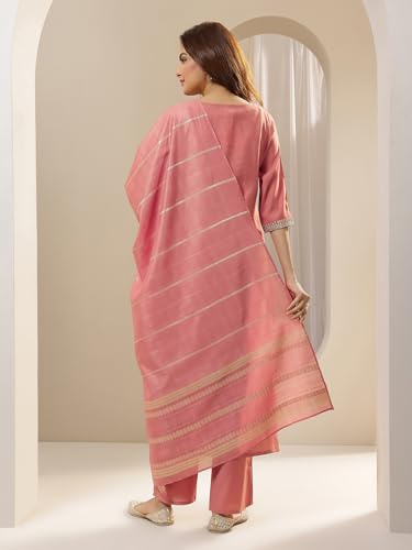 Gerua By Libas Womens Embroidered Silk Blend Straight Kurta With Trousers and Dupatta - Authentic Gerua Clothing | UrbanThreads - Image 5