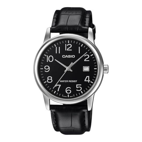 Casio Enticer MTP-V002L-1BUDF Black Dial Leather Strap Watch - Image 2